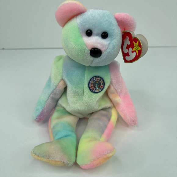 Ty Other - TY Beanie Buddies B.B. Bear HAPPY BIRTHDAY MWMT rare NEON colors 1999